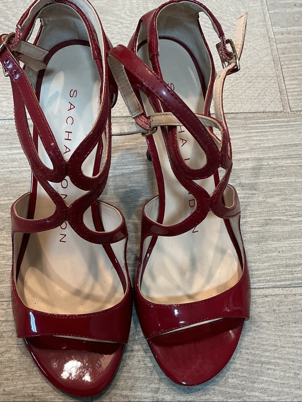 Sacha London Red Patent LeatherStrappy Heeled Sandals Women’s Sz 6